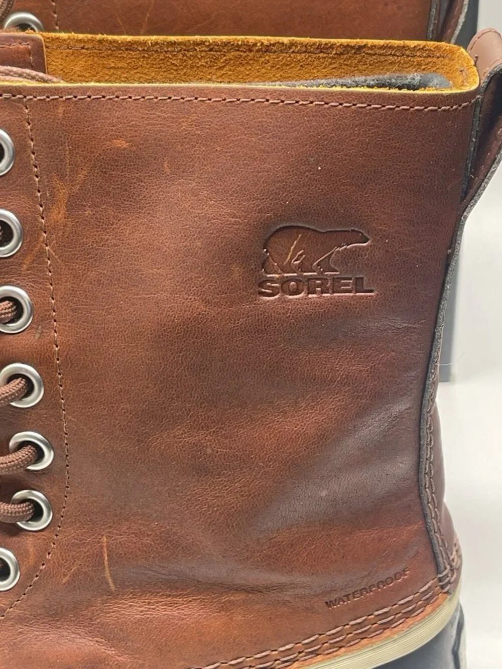 Sorel 1964 Premium‎ Duck Boots Brown Waterproof Leather Size 8.5 Oxford Tan